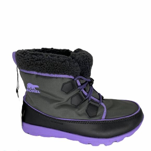 NWT Black and Purple Sorel Whitney Carnival Winter Waterproof Women Boots 7us